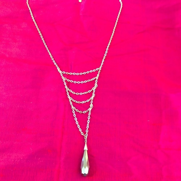 Silpada NWOT Sterling Silver Chain Detail with Hematite Dangle Drop Necklace - Picture 3 of 9
